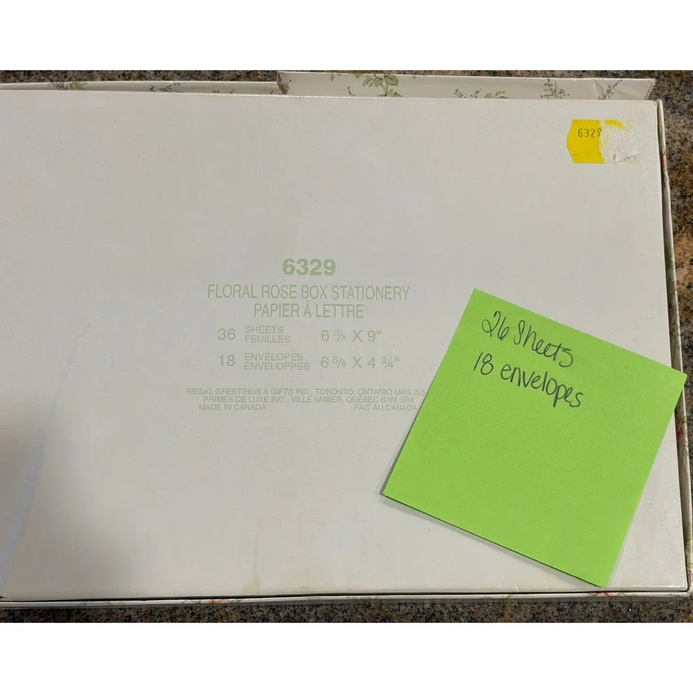 Regal Floral Rose Box Stationery 26 Sheets 18 Envelopes Cottagecore Flower 6329